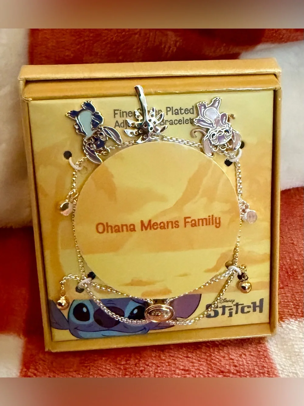 Disney Stitch Kids Gold Charm Bracelet - Blue & Gold